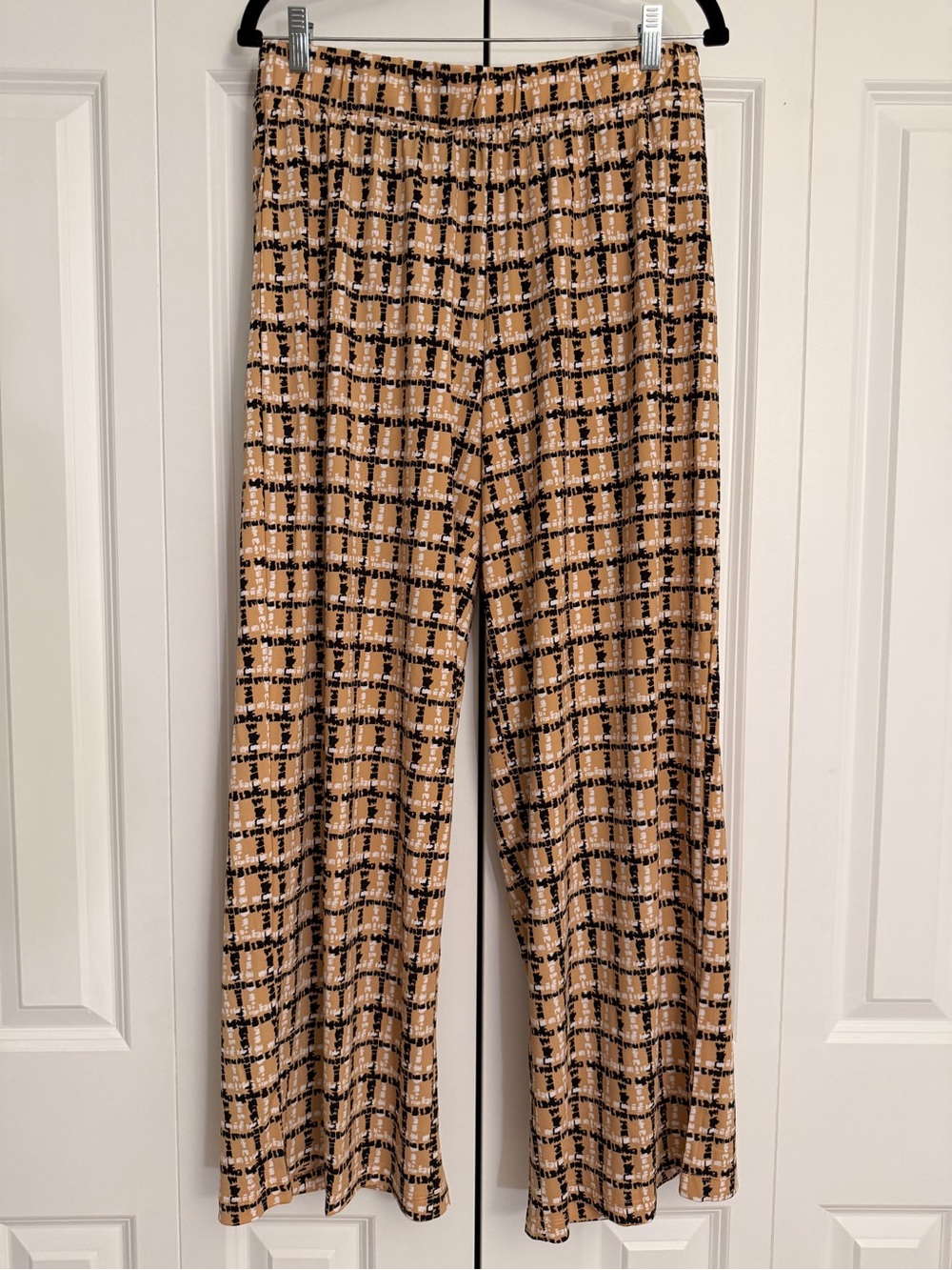 Jessica London NWT 14/16 Wide Leg Stretch Pull On Pants Tan Black